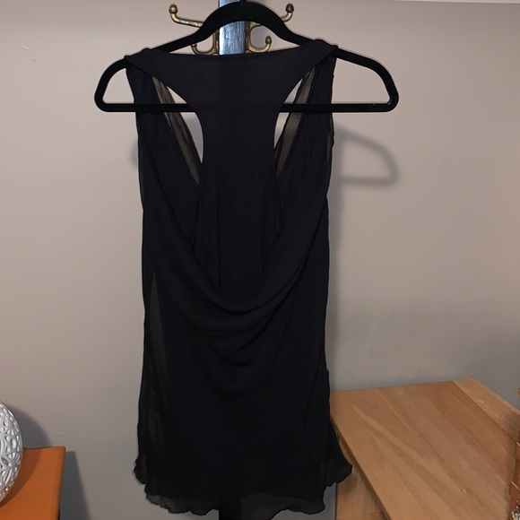 Allen B black razor back shirt with sheer overlay - Picture 3 of 3